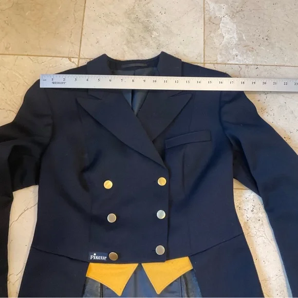 Pikeur Dressage Shadbelly Show Coat, Classic Tails, Brass Buttons, Navy, Sz M - Picture 9 of 15